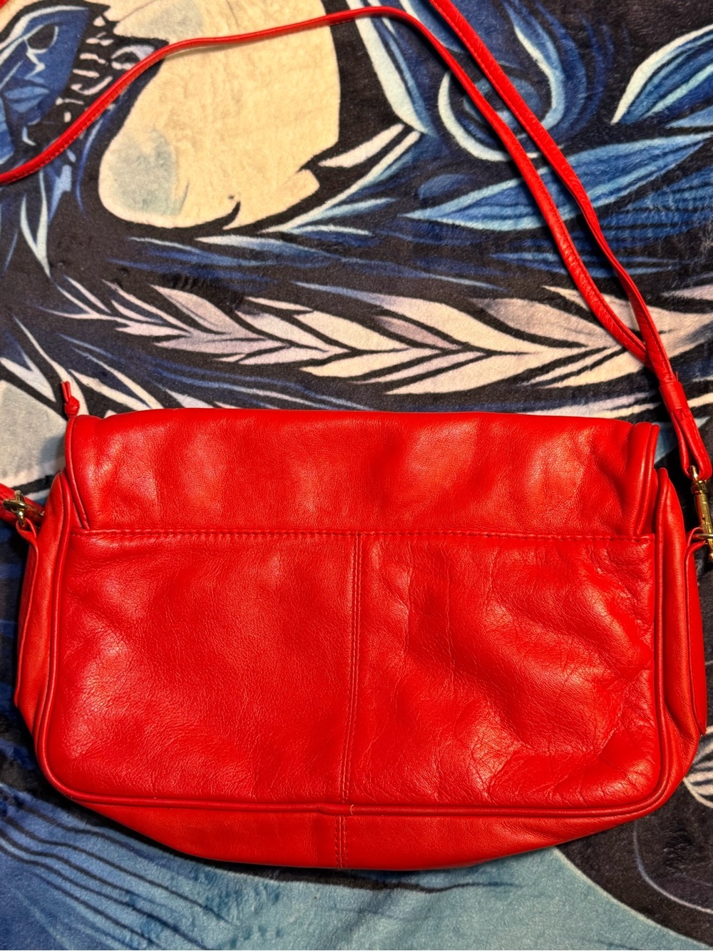 Classic Red Leather Crossbody Bag for Women
